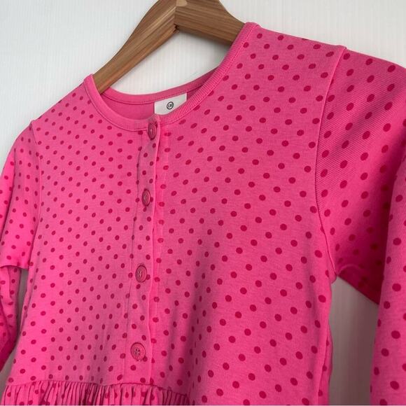 Hannah Andersson pink polka dot long sleeve dress button front size 8 - Picture 3 of 11